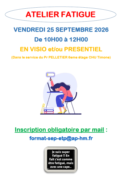 ATELIER FATIGUE vendredi 25 septembre de 10h à12h