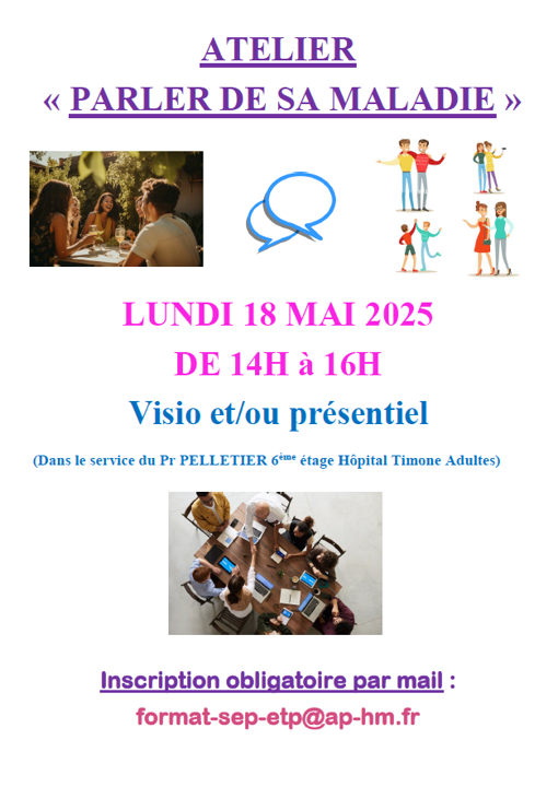 ATELIER PARLER DE SA MALADIE lundi 18 mai 2026 de 14h à 16h